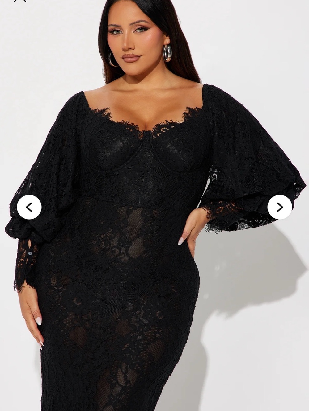 Elegant Black Lace Long Sleeve Maxi Dress - Picture 3 of 3